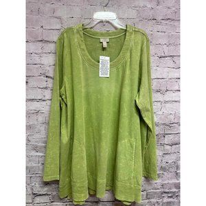 LOGO Lori Goldstein Women’s Blouse New Long Sleeve Green SZ XL